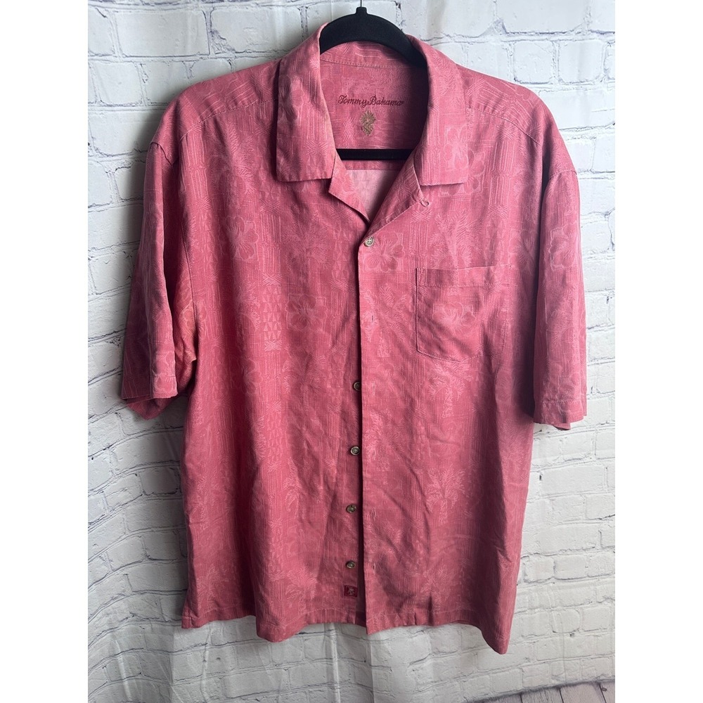 Tommy Bahama Silk Camp Shirt Tropical Floral Button Up Short Sleeve M